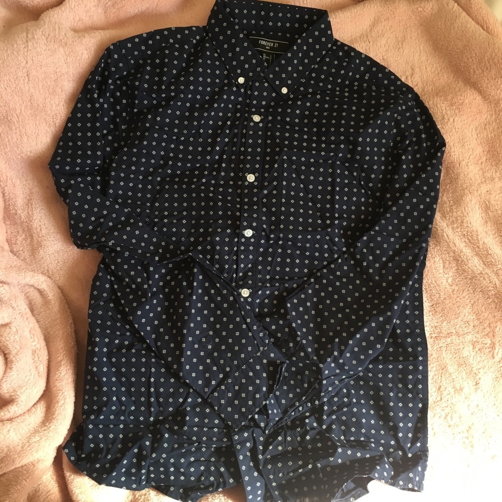 NWT Navy Flower Dress Shirt
